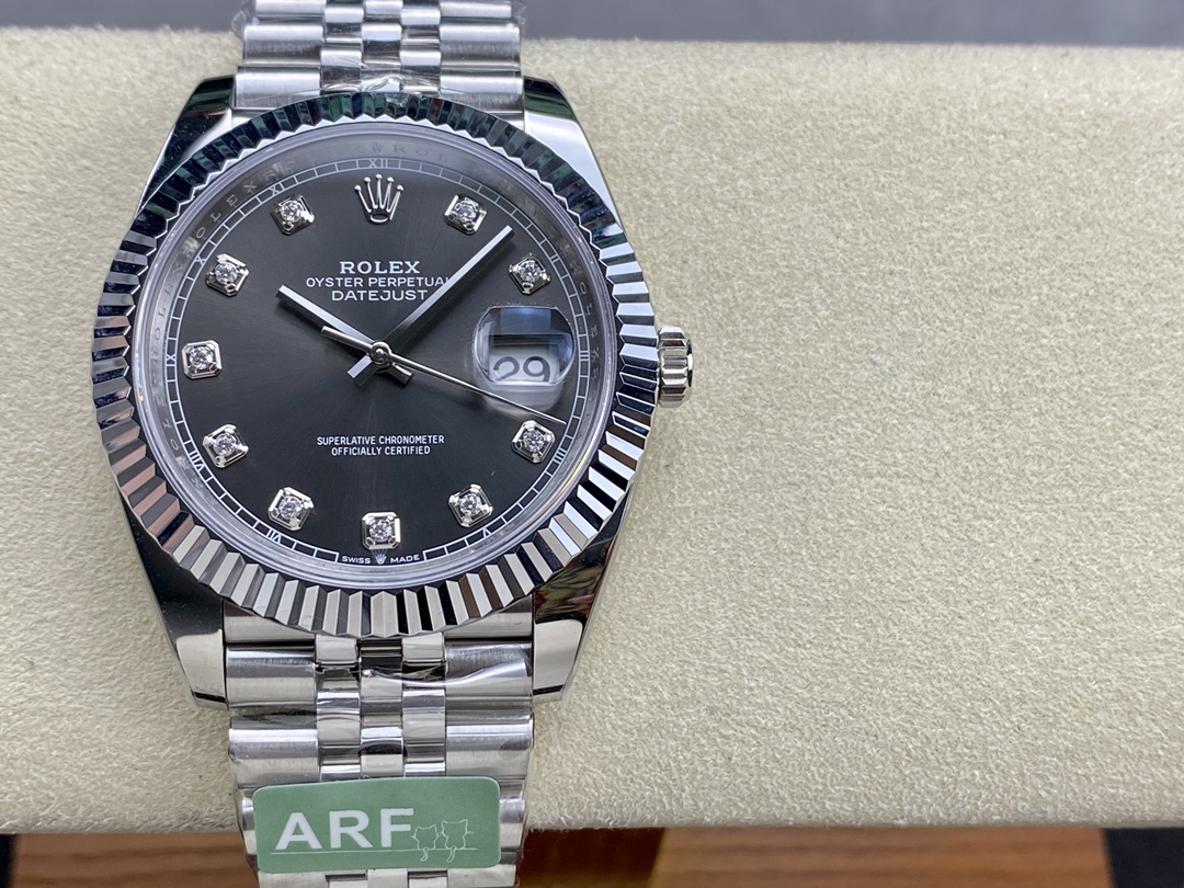 Rolex Datejust 41 Rhodium Diamond Dial Fluted Bezel m126334 0006 Men's Watch